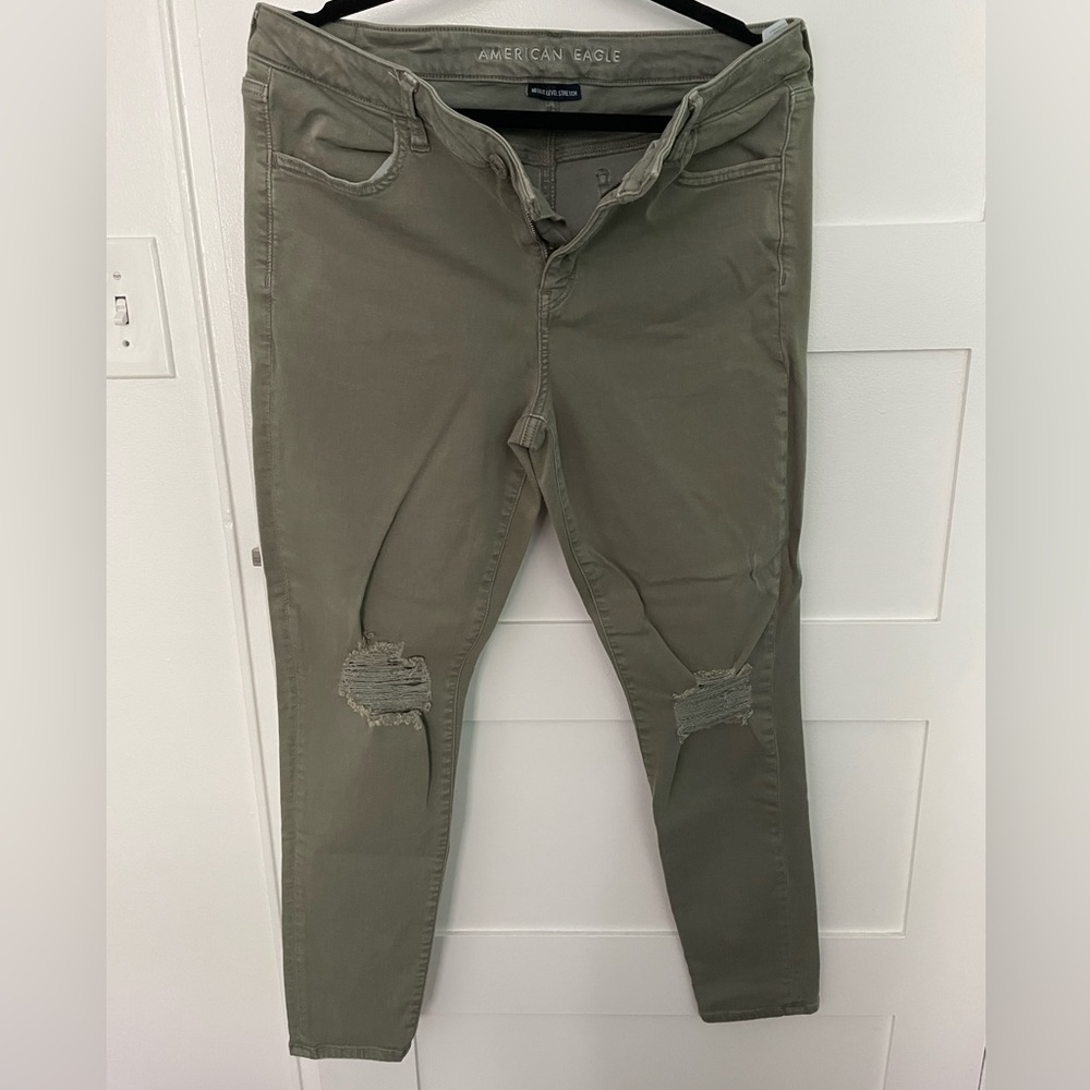 American Eagle Next Level Stretch Jeggings | Olive Green | Size 14